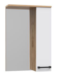 Зеркальный шкаф Misty Крафт 50см правый белый/дуб крафт золотой